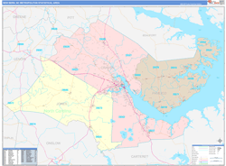 New Bern Metro Area Wall Map Color Cast Style 2024